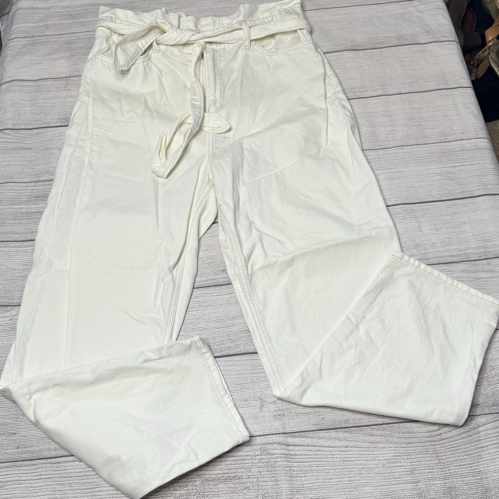 Joe's Jeans Brinkley High Rose Paperbag Jean Cream Denim Size 31